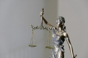 Lady Justice statue holding scales and a sword