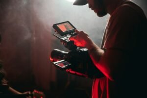 Man holding a video camera