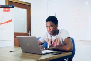 Man using a laptop computer