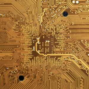 Printed circuit board with gold conductive pathways