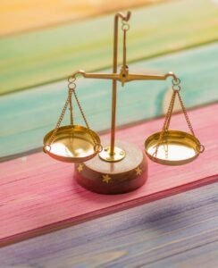 Small gold balance scale