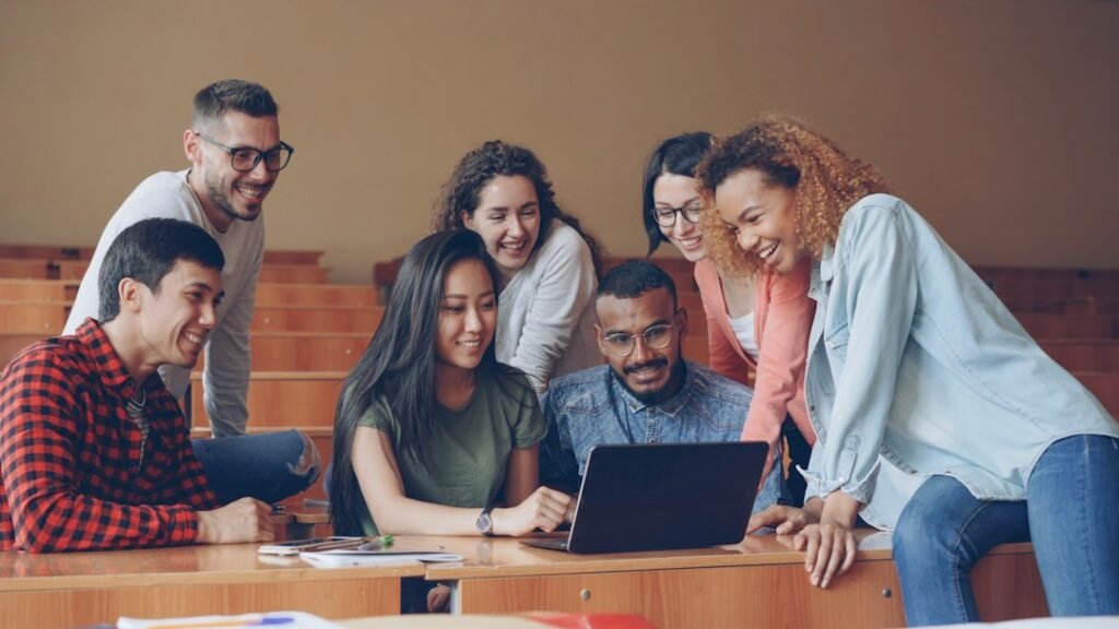 Students working together on a laptop