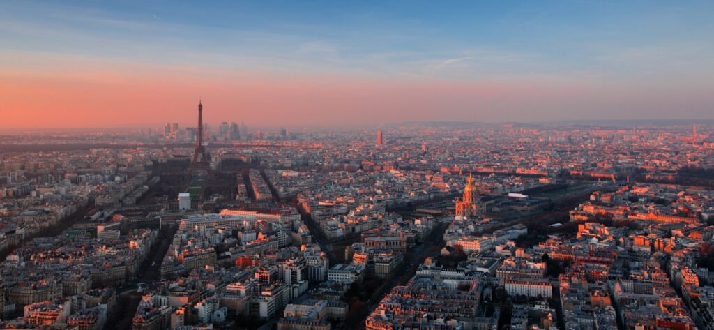 Aerial view of Paris, home of Mistral AI, the company behind Mistral Large 4